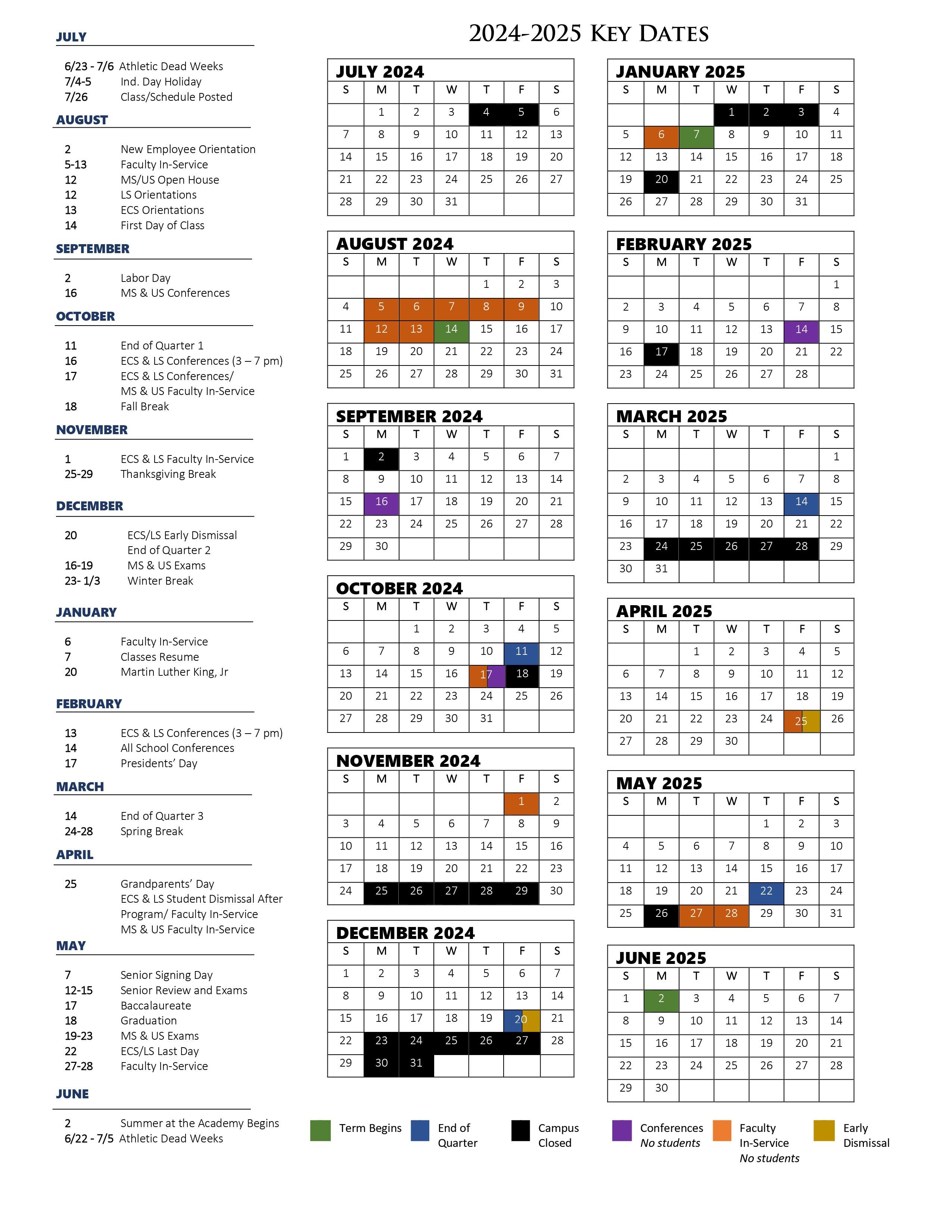 Academic Calendar Pulaski Academy